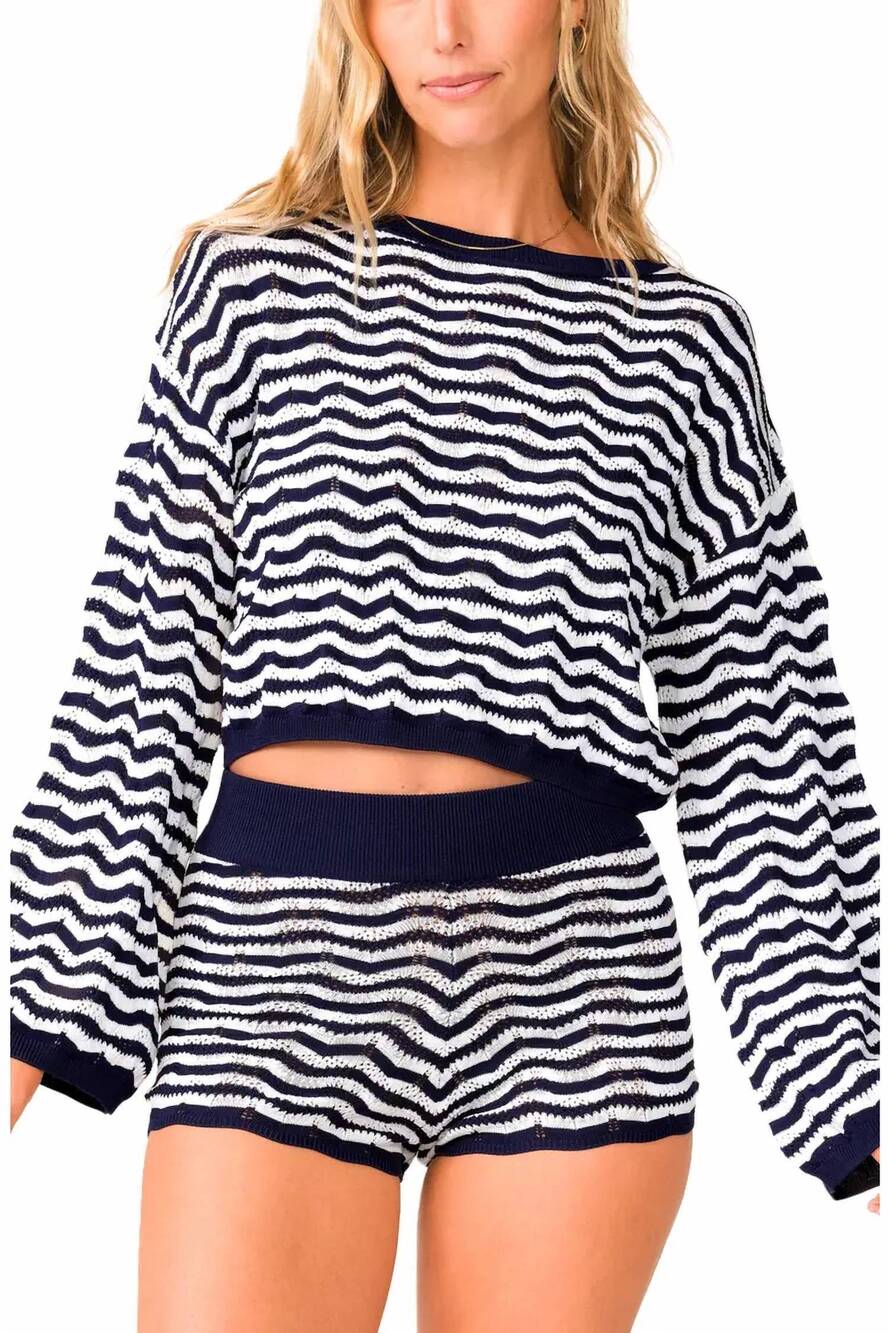 NEW PILY Q palmer crop cover-up sweater in pisces